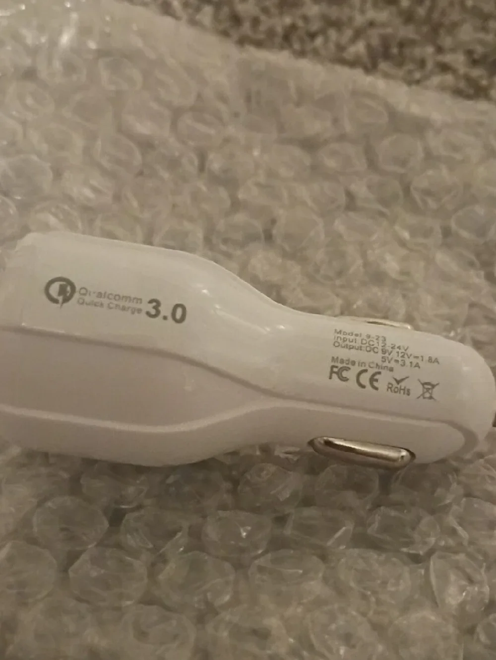 White Dual USB Car Charger with Quick Charge 3.0 - 3.1A Output